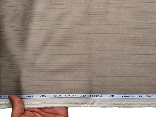 Tessitura Monti 100% Premium Giza Cotton Shirting Fabric (Sand, Stripes)
