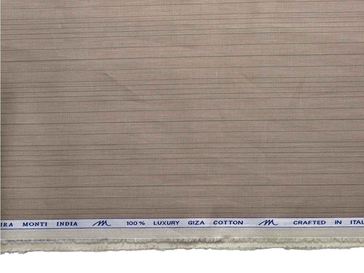 Tessitura Monti 100% Premium Giza Cotton Shirting Fabric (Sand, Stripes)