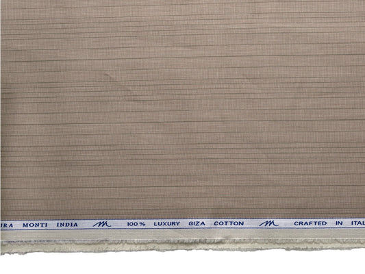 Tessitura Monti 100% Premium Giza Cotton Shirting Fabric (Sand, Stripes)