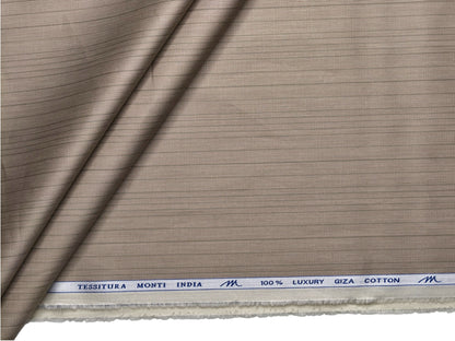 Tessitura Monti 100% Premium Giza Cotton Shirting Fabric (Sand, Stripes)