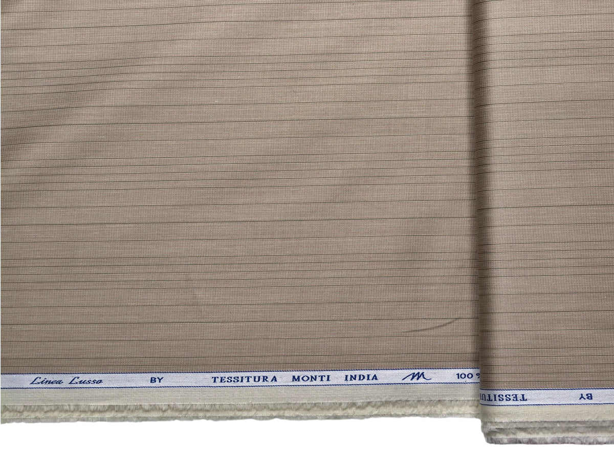 Tessitura Monti 100% Premium Giza Cotton Shirting Fabric (Sand, Stripes)