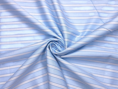 Tessitura Monti 100% Premium Giza Cotton Shirting Fabric (Blue & White, Stripes)