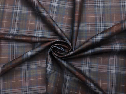 Tessitura Monti 100% Premium Giza Cotton Shirting Fabric (Rust & Dark Blue, Checks)