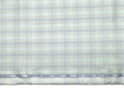 Tessitura Monti 100% Premium Giza Cotton Shirting Fabric (Light Green, Multichecks)