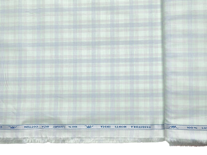 Tessitura Monti 100% Premium Giza Cotton Shirting Fabric (Light Green, Multichecks)