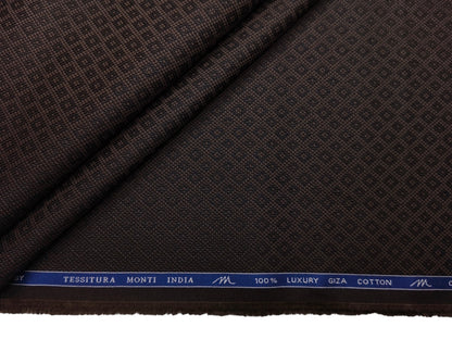 Tessitura Monti 100% Premium Giza Cotton Shirting Fabric (Brown, Jacquard)