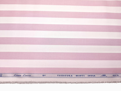 Tessitura Monti 100% Premium Giza Cotton Shirting Fabric (White & Pink , Stripes)