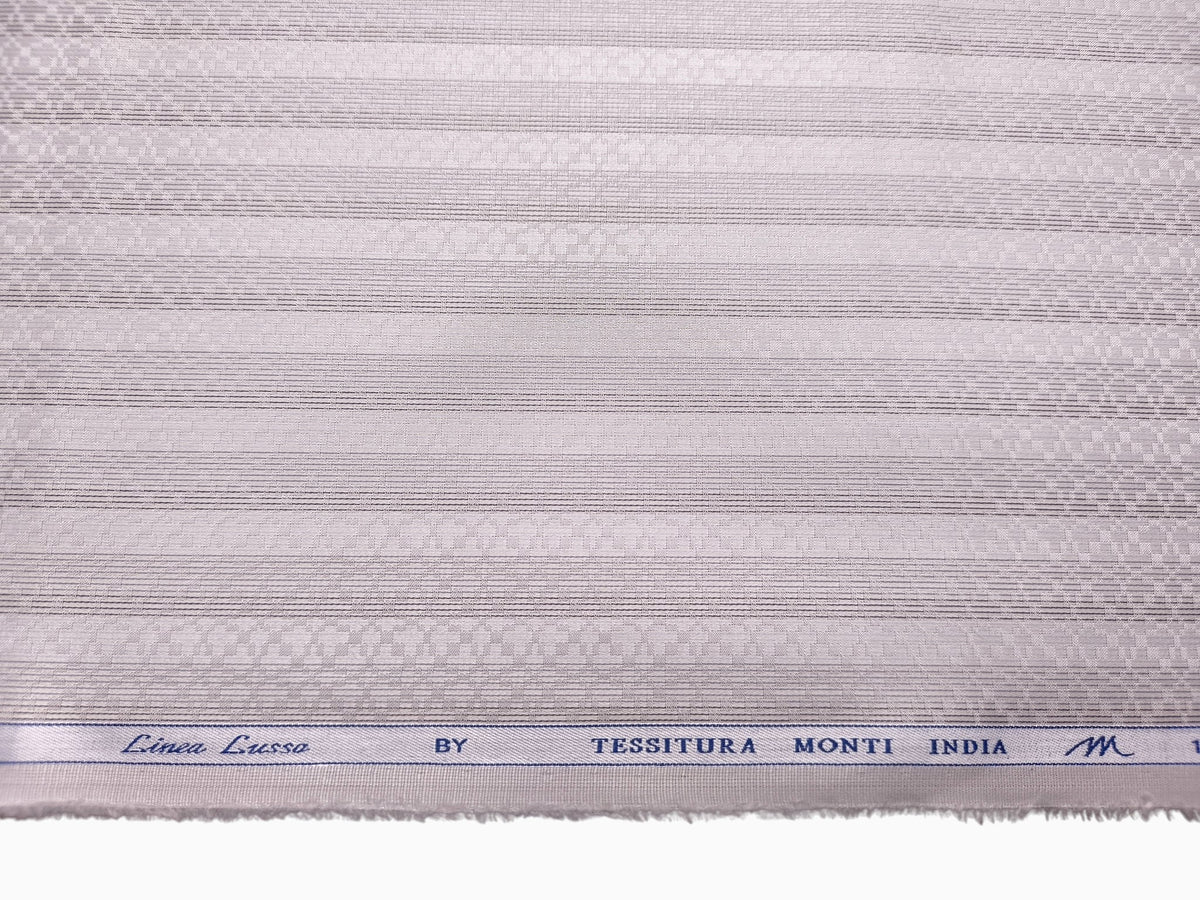 Tessitura Monti 100% Premium Giza Cotton Shirting Fabric (Silver Grey, Stripes)
