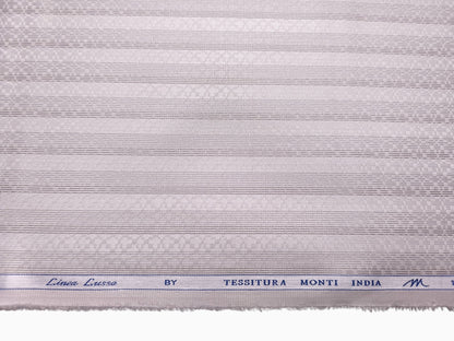Tessitura Monti 100% Premium Giza Cotton Shirting Fabric (Silver Grey, Stripes)