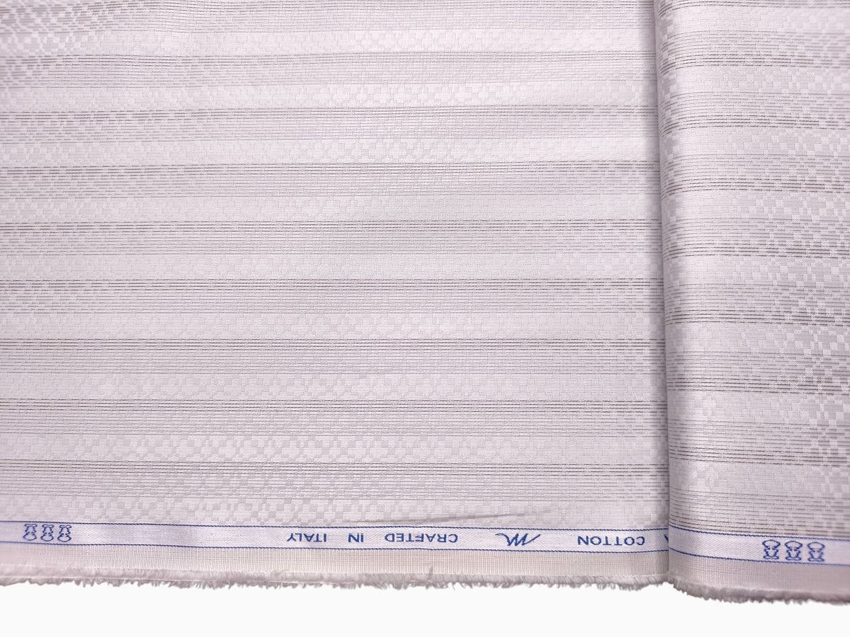 Tessitura Monti 100% Premium Giza Cotton Shirting Fabric (Silver Grey, Stripes)