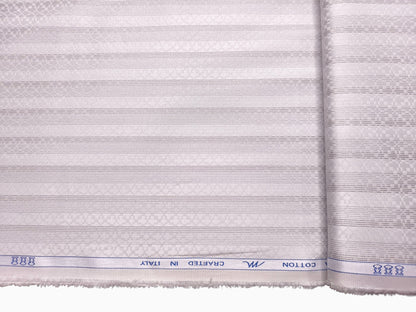 Tessitura Monti 100% Premium Giza Cotton Shirting Fabric (Silver Grey, Stripes)
