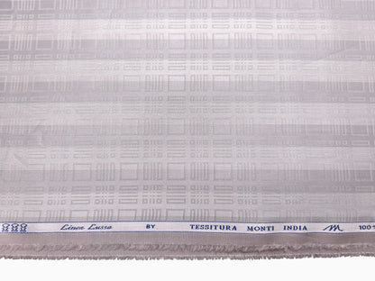 Tessitura Monti 100% Premium Giza Cotton Shirting Fabric (Silver Grey, Patterned Stripes)