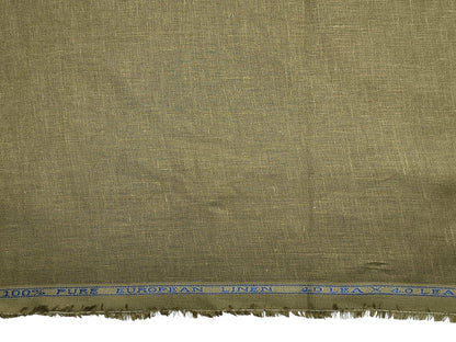 100% Pure European Linen 40 LEA Shirting Fabric (Dusty Olive Green, Plain)