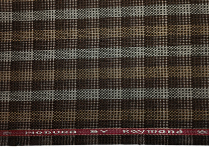 Raymond Modura 100% Wool Premium Jacketing Suiting Fabric (Brown, Hopsack Tweed Multichecks)