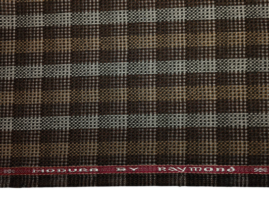 Raymond Modura 100% Wool Premium Jacketing Suiting Fabric (Brown, Hopsack Tweed Multichecks)