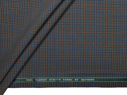 Raymond Wool Blend Stretched Premium Suiting Fabric (Multicolour, Checks)