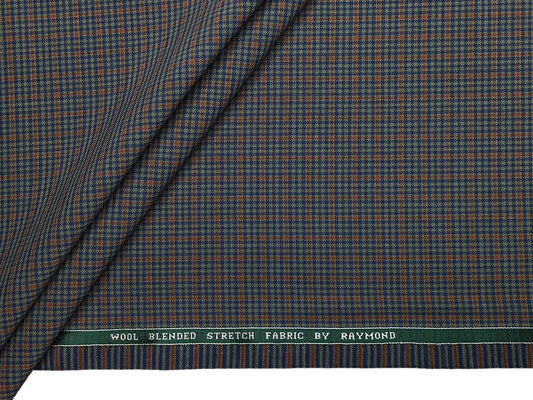 Raymond Wool Blend Stretched Premium Suiting Fabric (Multicolour, Checks)
