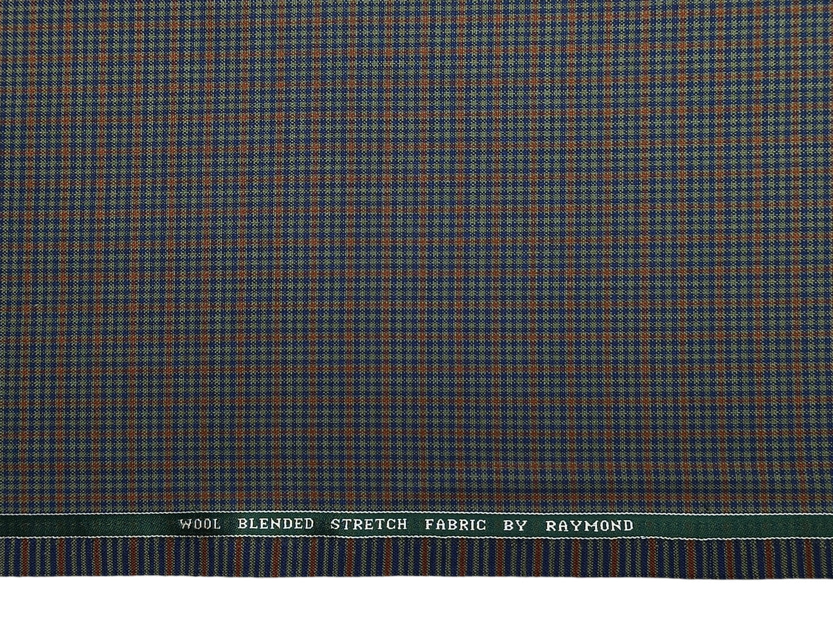 Raymond Wool Blend Stretched Premium Suiting Fabric (Multicolour, Checks)