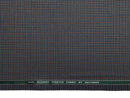 Raymond Wool Blend Stretched Premium Suiting Fabric (Multicolour, Checks)