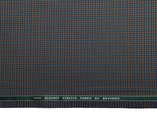 Raymond Wool Blend Stretched Premium Suiting Fabric (Multicolour, Checks)