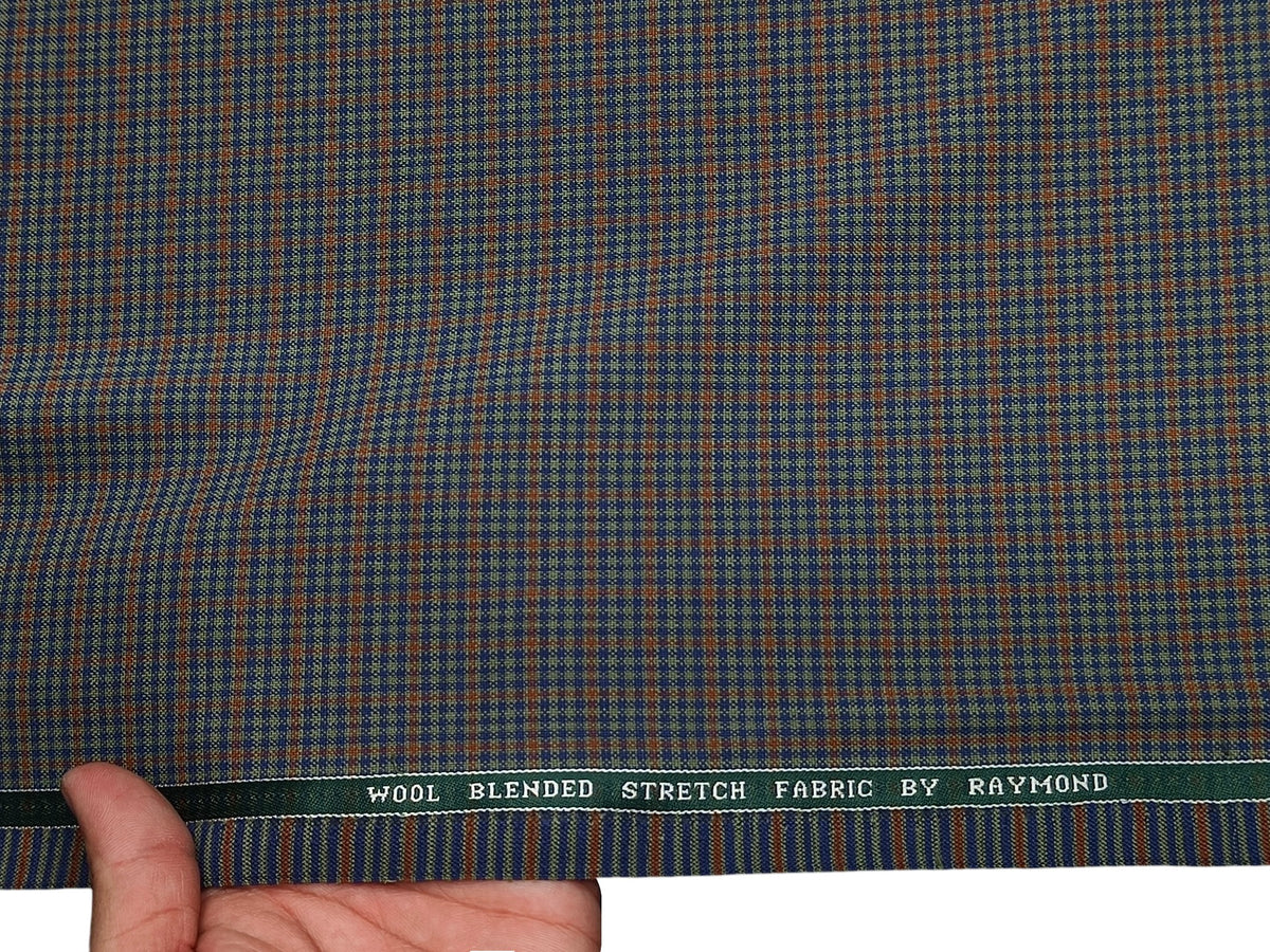 Raymond Wool Blend Stretched Premium Suiting Fabric (Multicolour, Checks)