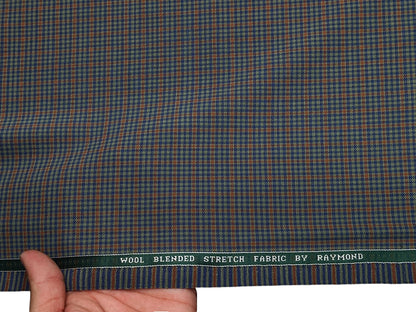 Raymond Wool Blend Stretched Premium Suiting Fabric (Multicolour, Checks)