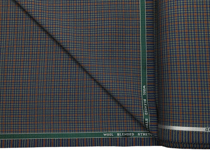 Raymond Wool Blend Stretched Premium Suiting Fabric (Multicolour, Checks)