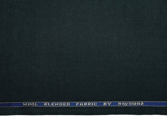 Raymond Wool Blended High GSM Suiting Fabric (Bottle Green, Twill Weave)