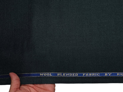 Raymond Wool Blended High GSM Suiting Fabric (Bottle Green, Twill Weave)