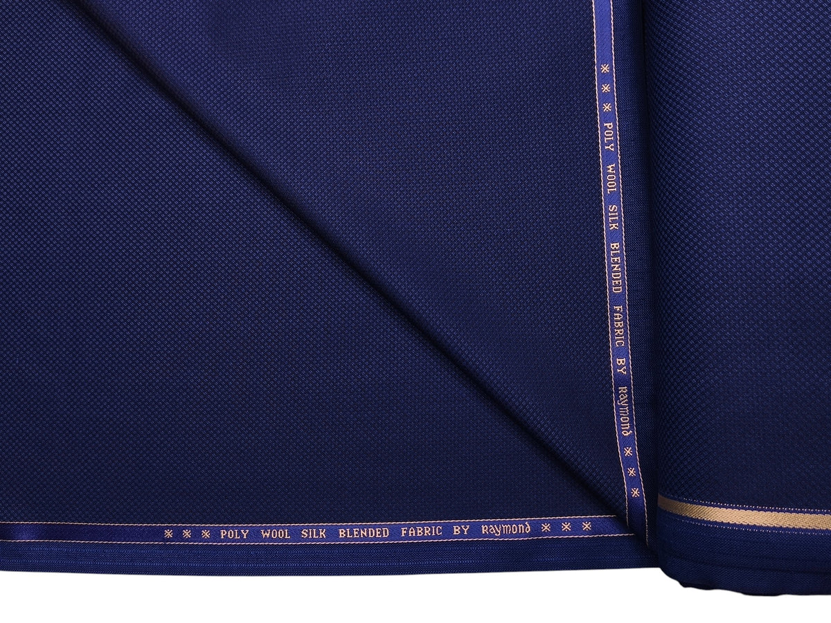 Raymond Wool Silk Blended Premium Suiting Fabric (Royal Blue, Self Pattern)