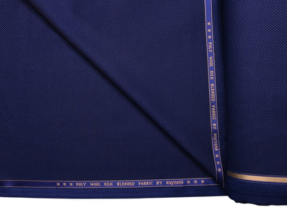 Raymond Wool Silk Blended Premium Suiting Fabric (Royal Blue, Self Pattern)