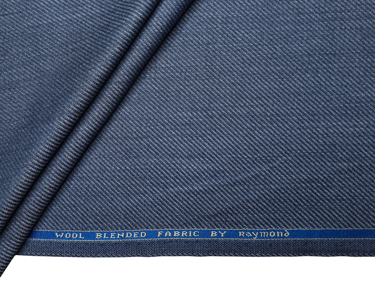 Raymond Wool Blended High GSM Suiting Fabric (Subtle Blue, Twill Weave)