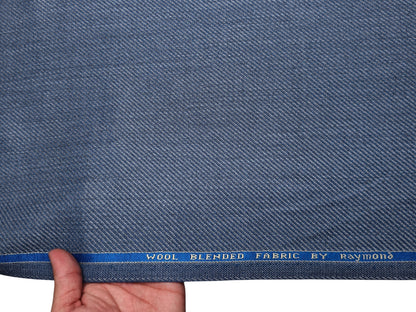 Raymond Wool Blended High GSM Suiting Fabric (Subtle Blue, Twill Weave)