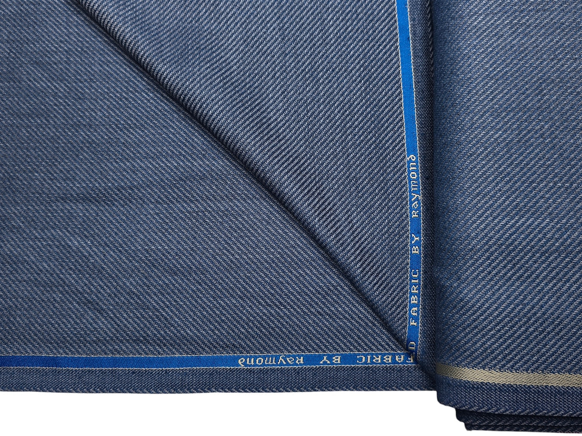Raymond Wool Blended High GSM Suiting Fabric (Subtle Blue, Twill Weave)