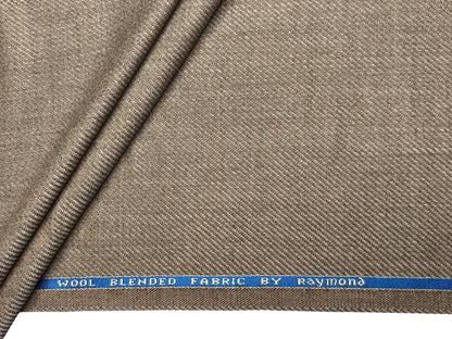 Raymond Wool Blended High GSM Suiting Fabric (Light Brown, Twill Weave)