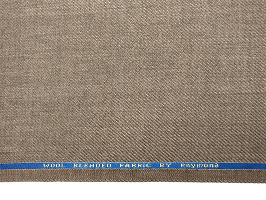 Raymond Wool Blended High GSM Suiting Fabric (Light Brown, Twill Weave)