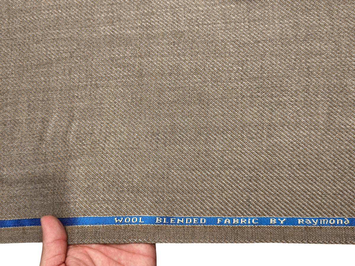 Raymond Wool Blended High GSM Suiting Fabric (Light Brown, Twill Weave)