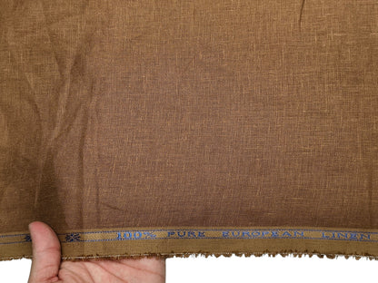 100% Pure European Linen 40 LEA Shirting Fabric (Camel Tan, Plain)