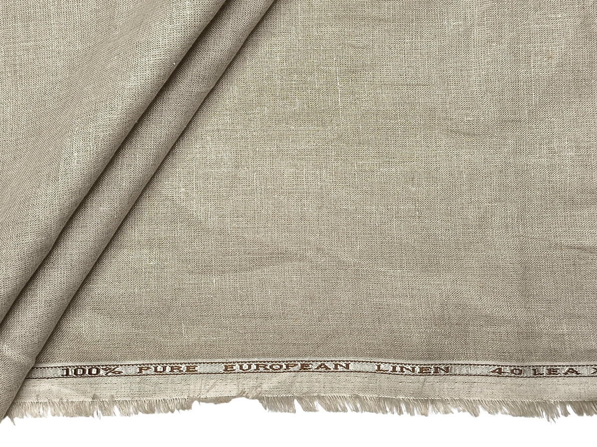 100% Pure European Linen 40 LEA Shirting Fabric (Natural, Plain)