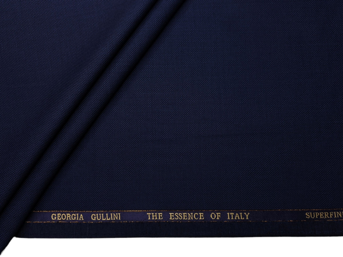 Georgia Gullini Italy Re Della Moda Super 160s Merino Wool Blended Premium Suiting Fabric (Navy Blue, Textured)