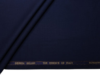 Georgia Gullini Italy Re Della Moda Super 160s Merino Wool Blended Premium Suiting Fabric (Navy Blue, Textured)