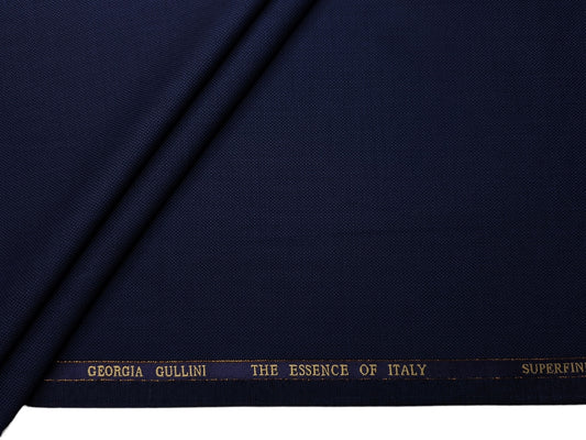 Georgia Gullini Italy Re Della Moda Super 160s Merino Wool Blended Premium Suiting Fabric (Navy Blue, Textured)