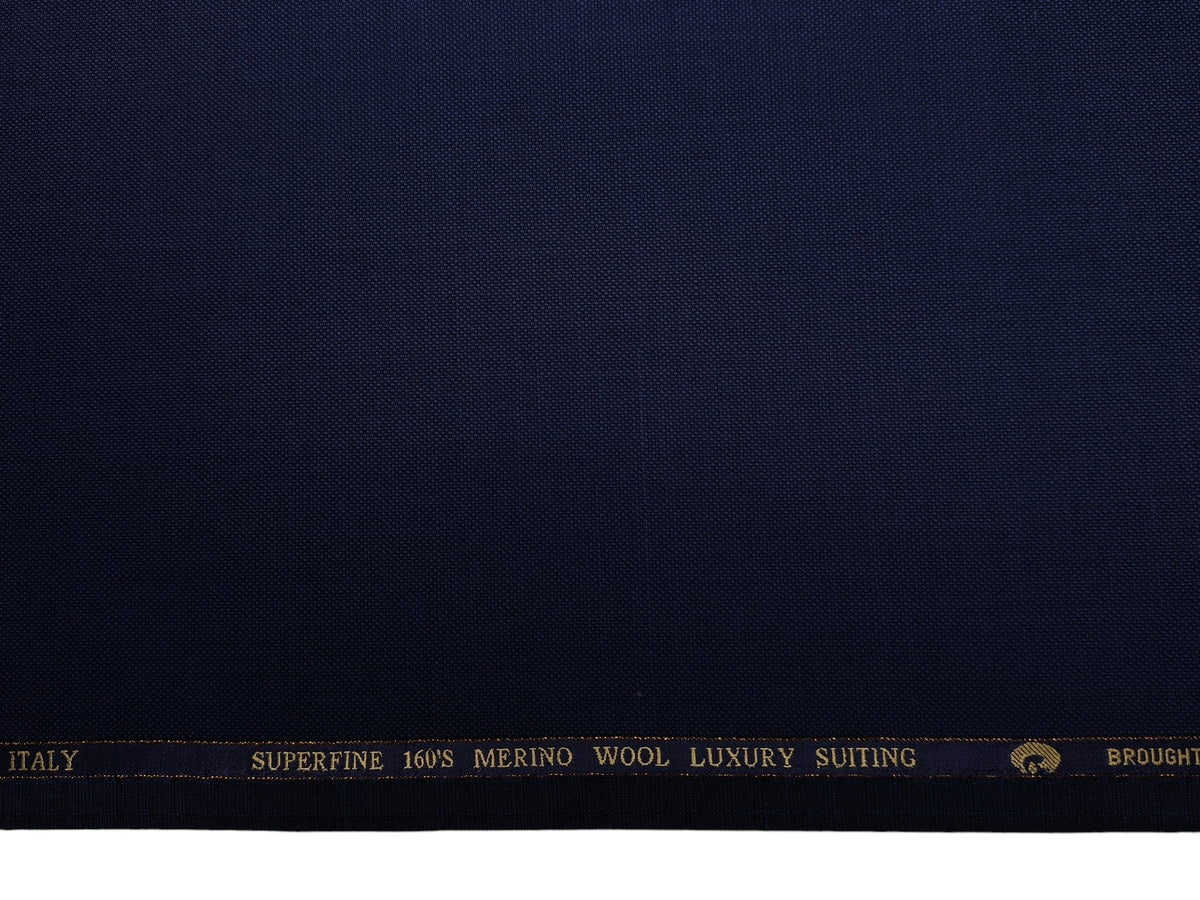 Georgia Gullini Italy Re Della Moda Super 160s Merino Wool Blended Premium Suiting Fabric (Navy Blue, Textured)