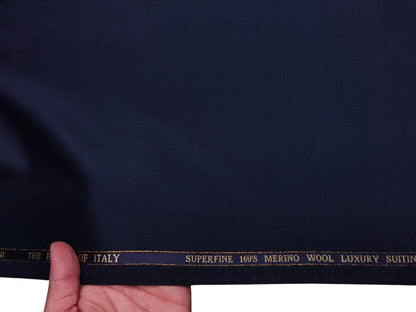 Georgia Gullini Italy Re Della Moda Super 160s Merino Wool Blended Premium Suiting Fabric (Navy Blue, Textured)