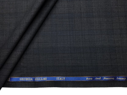 Georgia Gullini Italy Urbane Collection 70% Wool Super 120s Premium Suiting Fabric (Charcoal Grey, Checks)