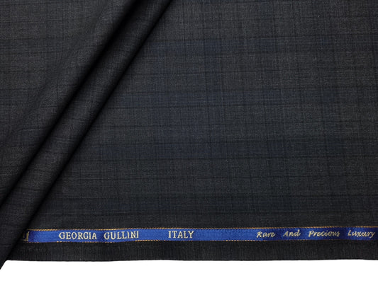 Georgia Gullini Italy Urbane Collection 70% Wool Super 120s Premium Suiting Fabric (Charcoal Grey, Checks)