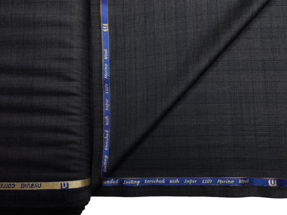 Georgia Gullini Italy Urbane Collection 70% Wool Super 120s Premium Suiting Fabric (Charcoal Grey, Checks)