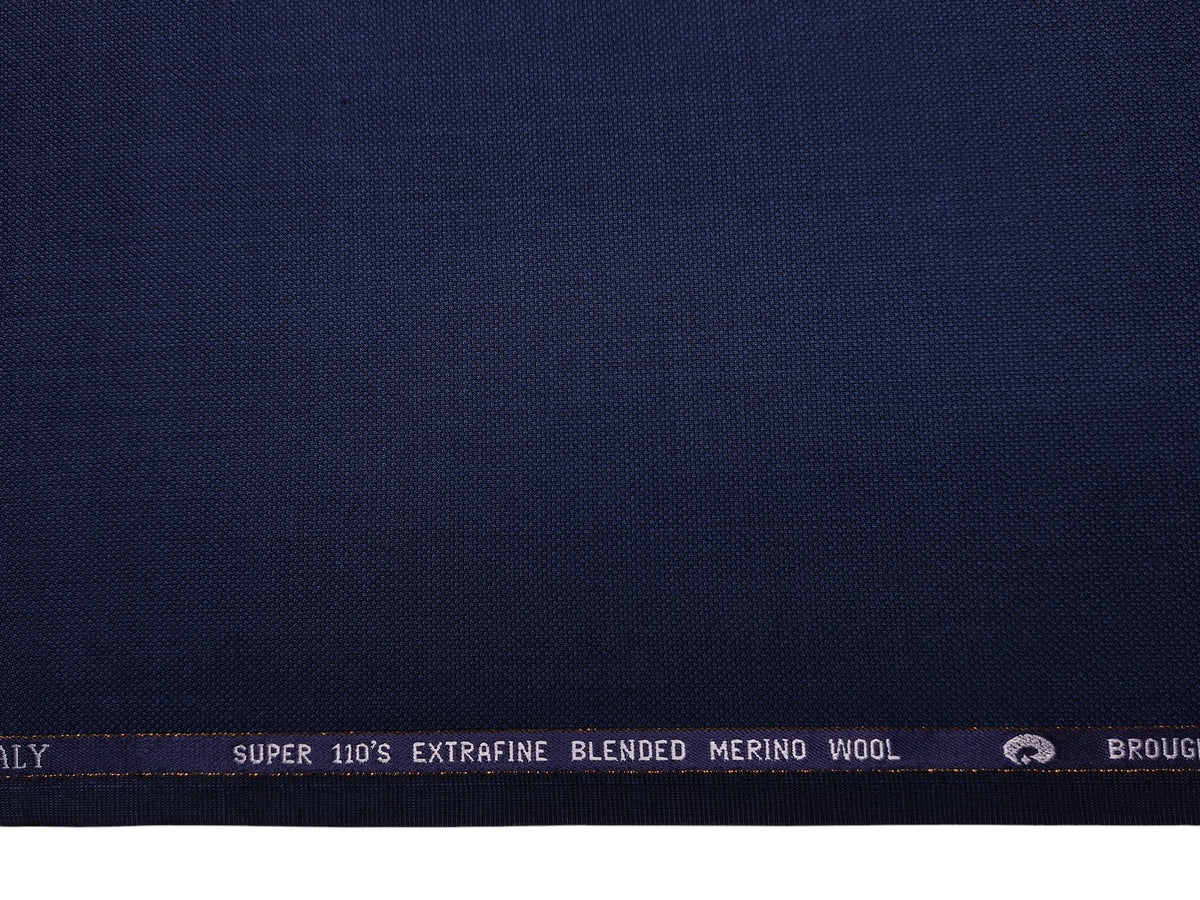 Georgia Gullini Italy Super 110s Merino Wool Blended Premium Suiting Fabric (Dark Blue, Textured)