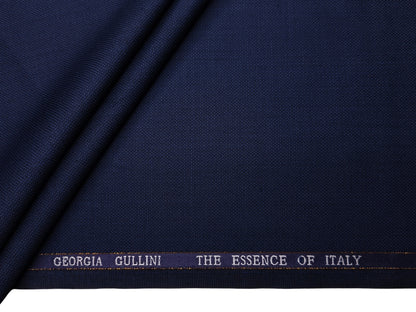 Georgia Gullini Italy Super 110s Merino Wool Blended Premium Suiting Fabric (Dark Blue, Textured)