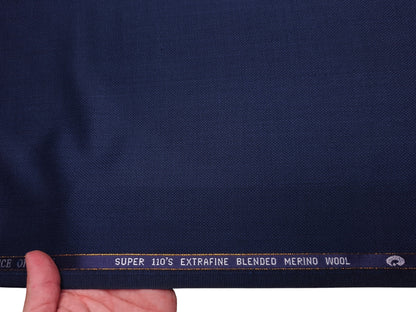 Georgia Gullini Italy Super 110s Merino Wool Blended Premium Suiting Fabric (Dark Blue, Textured)